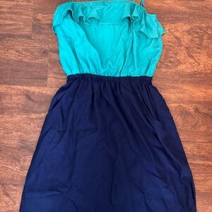 Blue and Teal Strapless Dress
